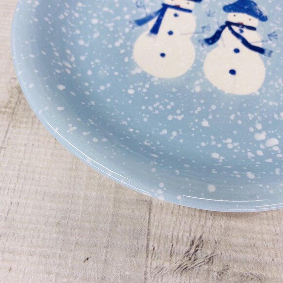 Home Target WINTER FROST Hand Painted Snowman Stoneware Blue Salad Plates Set 4 - Picture 14 of 16